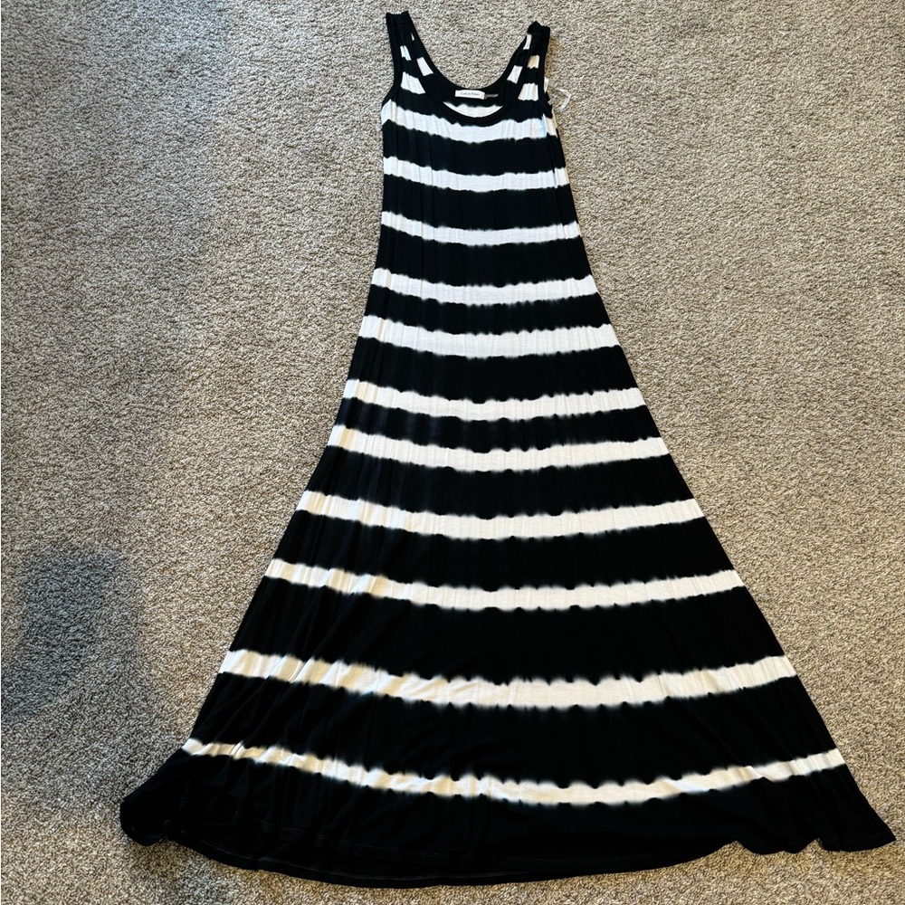 Calvin Klein maxi dress (black and white striped)